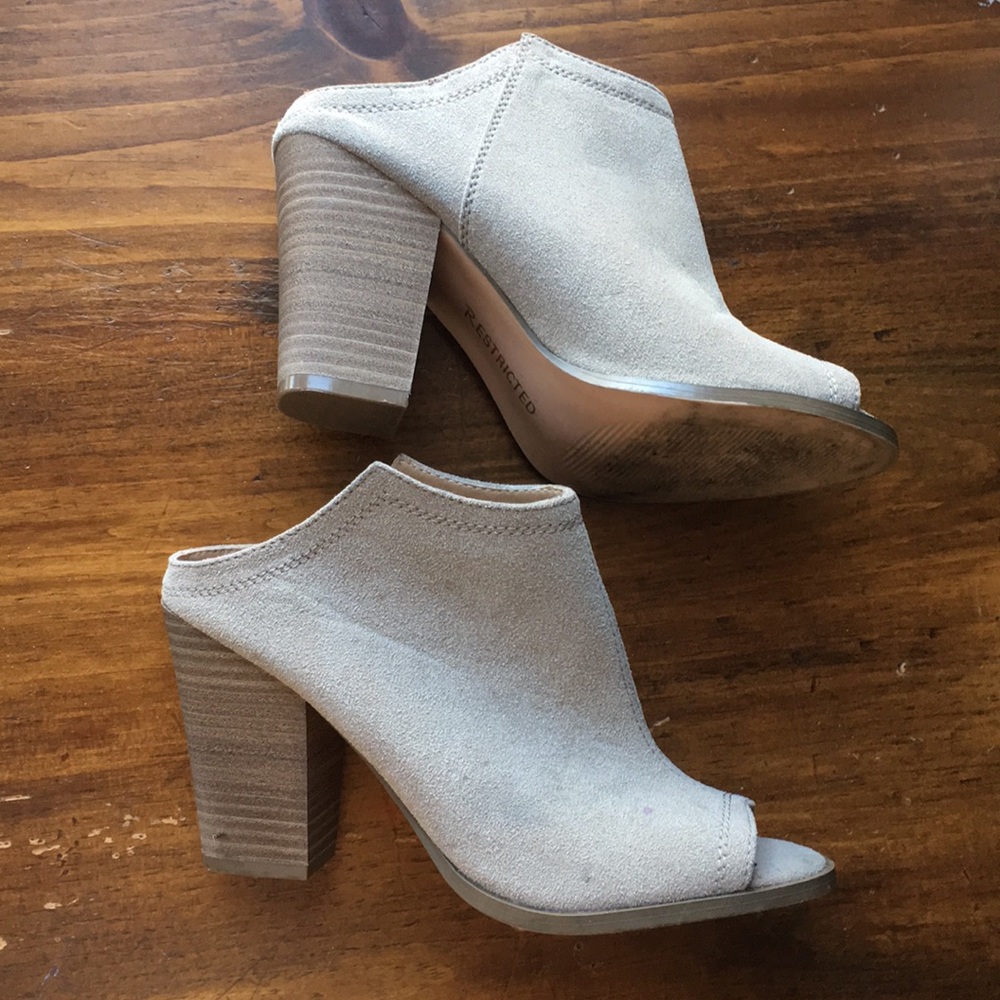 Restricted Open Toe Slip On Suede Mule - image 1